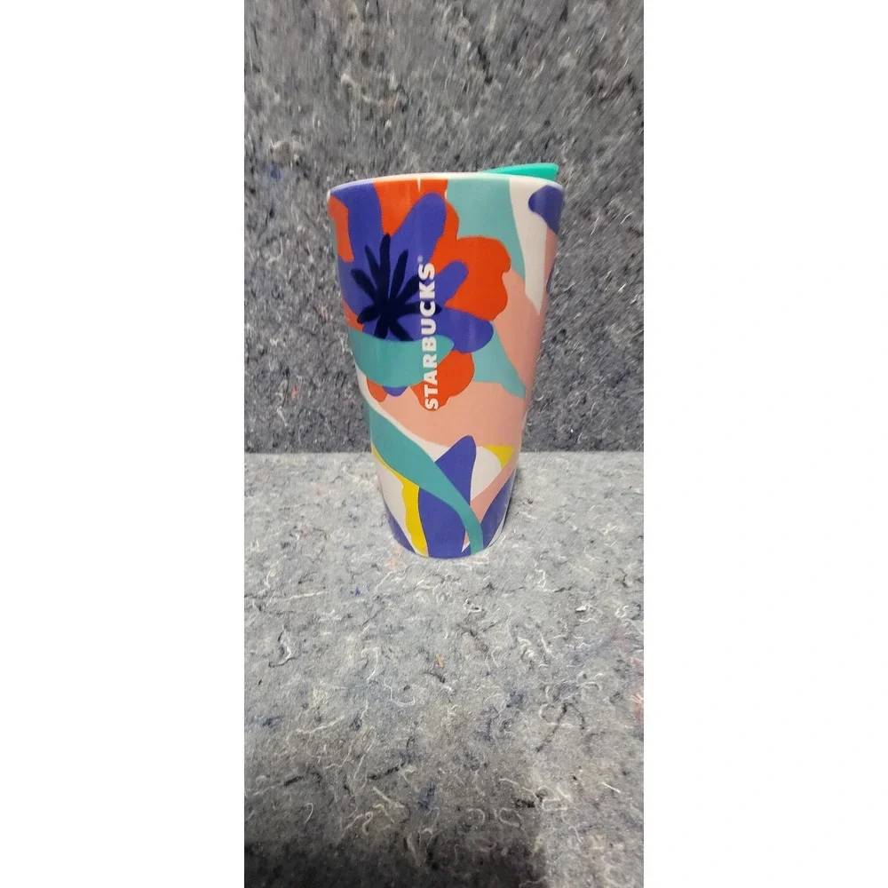 2021 Starbucks Floral  12 oz. Ceramic Tumbler Spring Summer Flowers‎ Mug Cup NWT